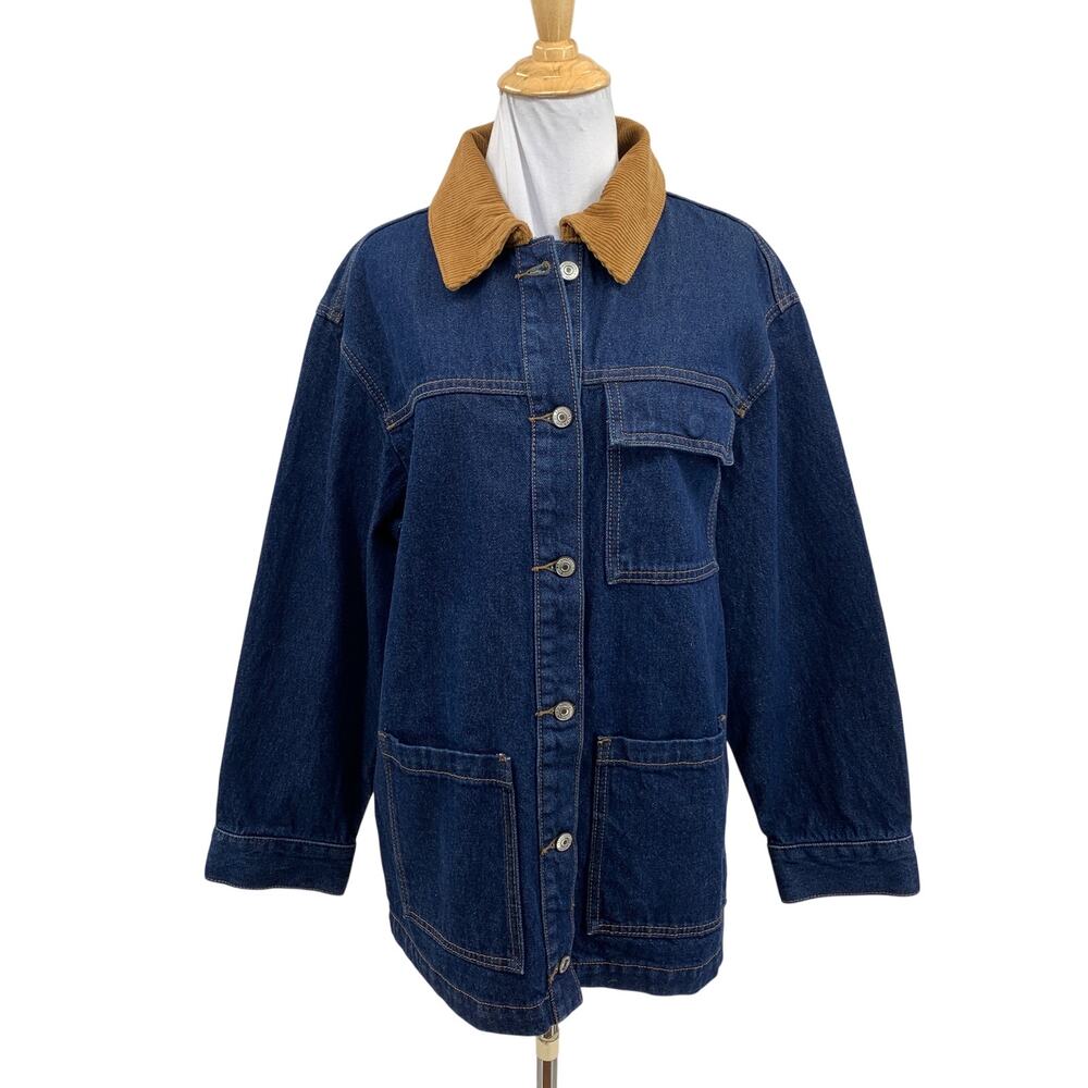 Abercrombie & Fitch Jacket Womens S Small Blue Denim Oversized Utility Pockets